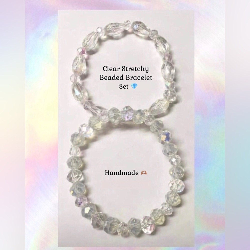 Clear Stretchy Beaded Bracelet Set 🤍